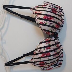 Victoria's Secret Very Sexy Floral Striped Push Up Bra ** Sz 34D